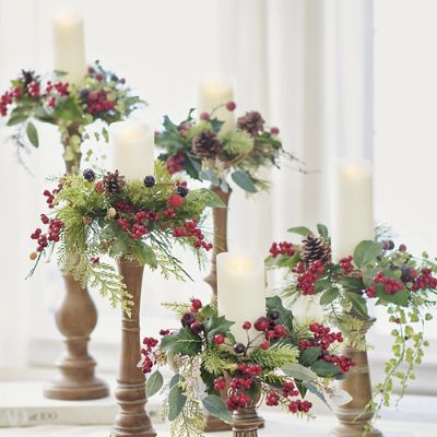 Details about   Holiday Centerpiece Fruit Wreath Candle Ring ~ 14" Candle Ring 7" 