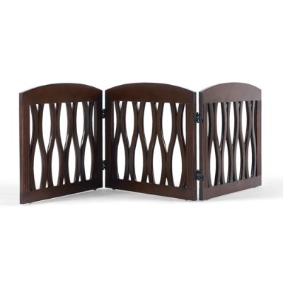 Wavy Wood Three Panel Pet Gate Grandin Road