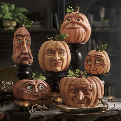 Halloween 13” Pumpkin Head Face Jack O Lantern Expressive Face deals Human Character