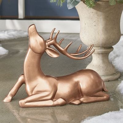 Copper Outdoor Sitting Deer | Grandin Road