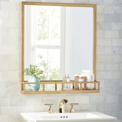 Antique Brass Mirror with Shelf | Grandin Road