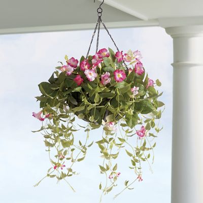 Pre-lit Trumpet Flower Hanging Basket | Grandin Road