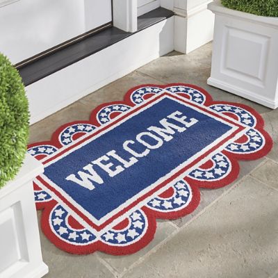 Americana Welcome Hooked Door Mat | Grandin Road