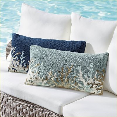 Marina Coral Hooked Lumbar Pillow Grandin Road