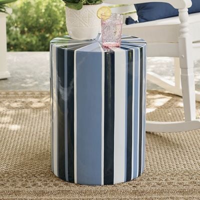 Malia Stripe Garden Stool | Grandin Road