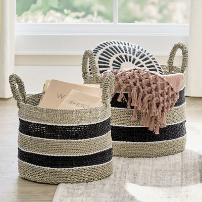 Subira Striped Basket, Set of Two | Grandin Road