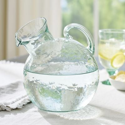 Recycled Glass Tilted Pitcher | Grandin Road