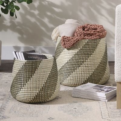 Clover Seagrass Basket, Set of Two | Grandin Road