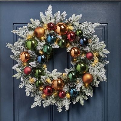 Retro Holiday Cordless Wreath, 26