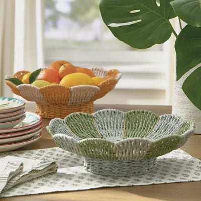  世界50点限定 SCALLOPED BOWL SET Woven Scalloped Bowl | Grandin Road