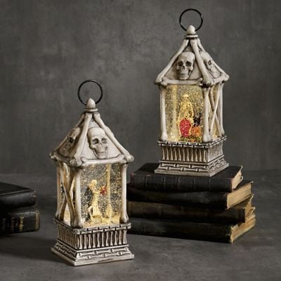 Skeleton Halloween Water Globe Lantern | Grandin Road