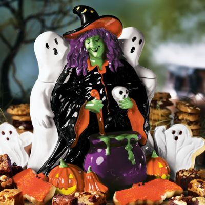Halloween Witch Cookie Jar with Treats | Grandin Road