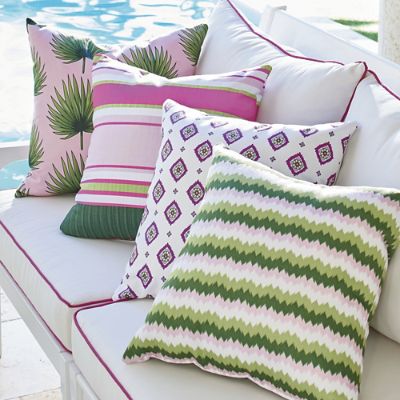 Pink and green outdoor pillows sales