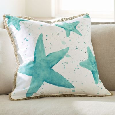 Gulf Shore Blue Starfish Throw Pillow | Grandin Road