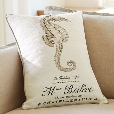 Sea Life Seahorse Throw Pillow Grandin Road