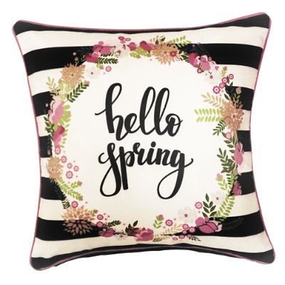 Hello Spring Striped Pillow | Grandin Road