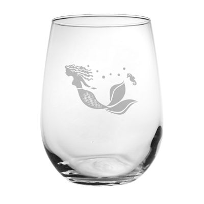 Mermaid Stemless Wine Glasses, Set of Four Grandin Road