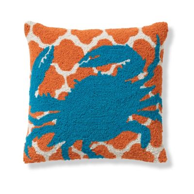 Peking Handicraft NEW Blue Crab Hook Pillow with green stripe
