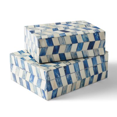 Set of Two Bone Inlay Accent Boxes Grandin Road