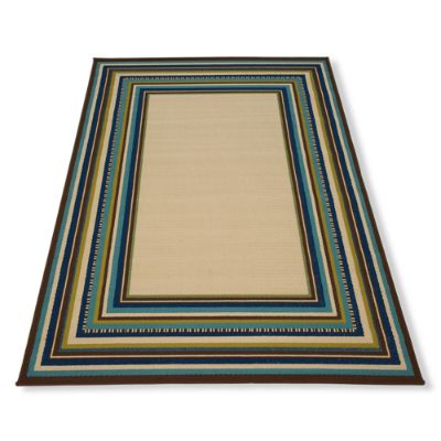 Cayman Multi Border Natural Outdoor Rug | Grandin Road