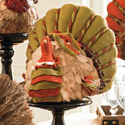 Green Tail Felt Turkey | Grandin Road