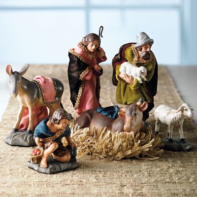 Nativity Shepherds and Animals, Set of Six | Grandin Road