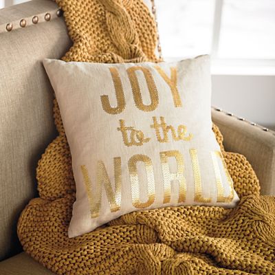 Embellished Script "Joy to the World" Pillow Grandin Road