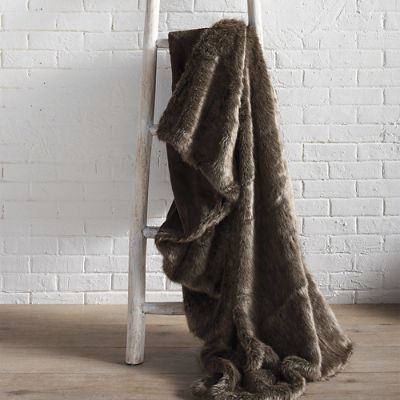 Bear Luxury Faux Fur Throw Grandin Road