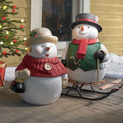 Set of Two Sam and Sadie Snowman Couple | Grandin Road