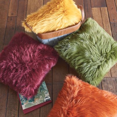 Vibrant Faux Fur Pillow Grandin Road