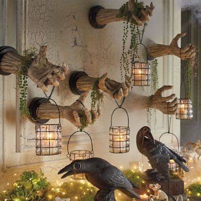 Creepy Hands with Lanterns, Set of Two | Grandin Road