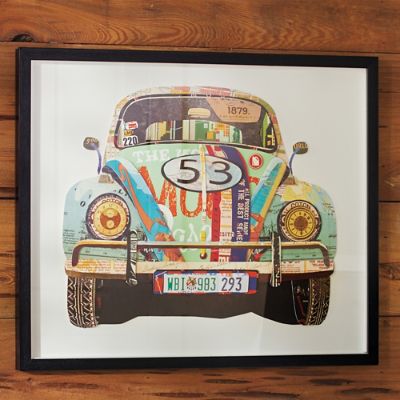 Vintage Car Paper Collage Artwork Grandin Road