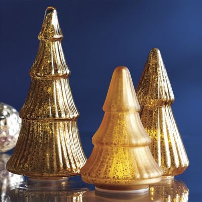 Mercury Glass LED Gold Tree, Set of Three Grandin Road