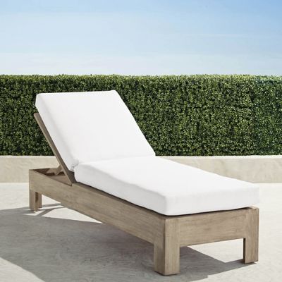 St. Kitts Chaise Lounge in Weathered Teak with Cushions Frontgate