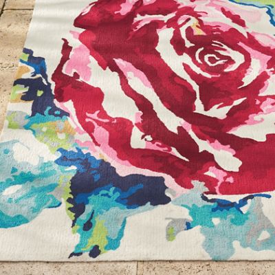Watercolor Rose Outdoor Rug | Grandin Road