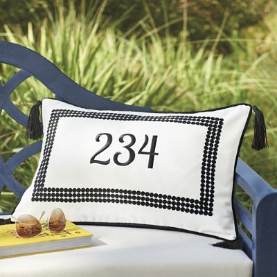 Emery Monogrammed Outdoor Lumbar Pillow Grandin Road