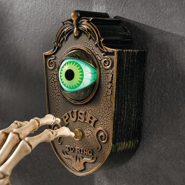 P018 one-Eyed doorbell Black Eyeball with Sound for Halloween Decoration Scary Indoor and Outdoor Halloween Eyeball Doorbell Halloween One‑Eyed Doorbell