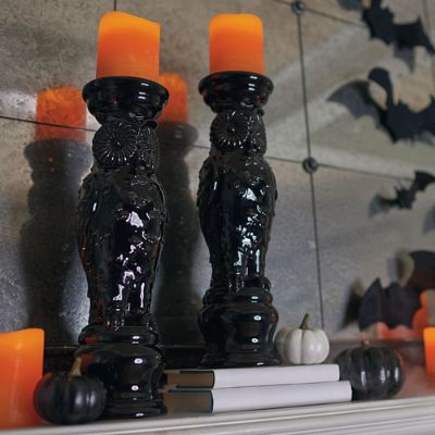 Black Owl Candle Holders, Set of Two Grandin Road