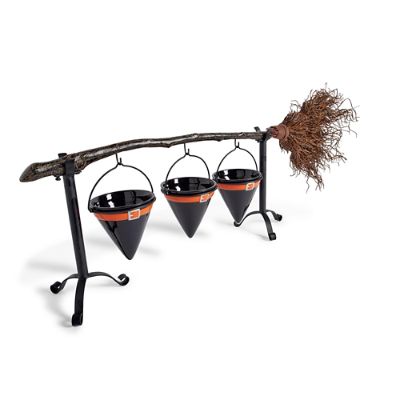Broomstick Snack Bowl Stand - 38cm Witch Hat Treat Holder met