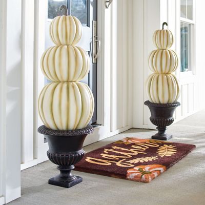 3Stack Ivory Pumpkin Topiary Grandin Road