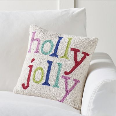 Pink Christmas Tree Hooked Pillow