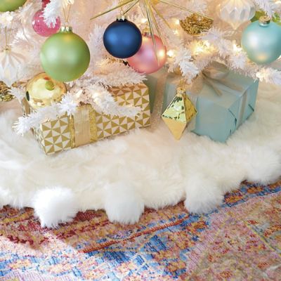 White Faux Fur Tree Skirt Grandin Road