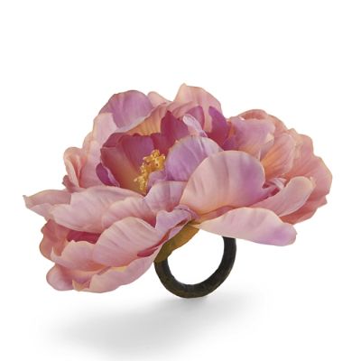 Red Peony Flower Designed Napkin Rings