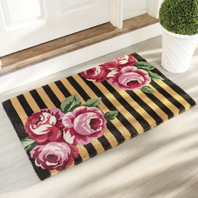 Striped Floral Door Mat Grandin Road