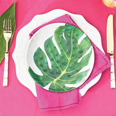Reece Palm Leaf Salad Plates, Set of Four | Grandin Road