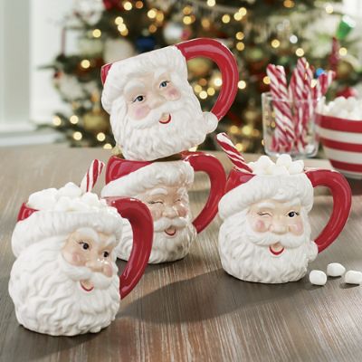 Cyndi Lauper Santa Mugs, Set of Four | Grandin Road