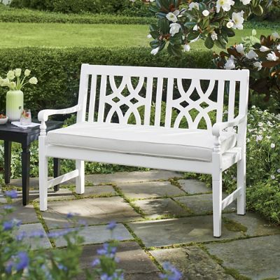 White outdoor bench online seat