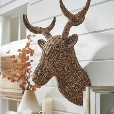 A deer / 鹿 Woven Deer Head Wall Decor | Grandin Road