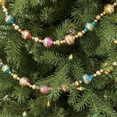 Antiqued Beaded Christmas Tree Garland Set