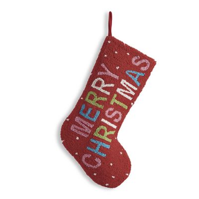 Colorful Handhooked Merry Stocking